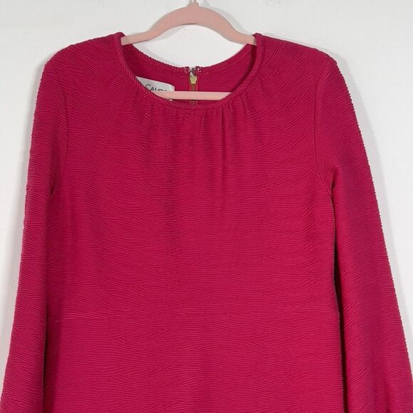 Sara Campbell Sheath Mini Dress Womens Sz L Fuchsia Stretch Long Sleeves - Picture 2 of 15
